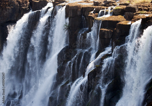 Fototapeta Detail of falling water Victoria Falls. Close-up. Mosi-oa-Tunya National park. and World Heritage Site.  Zambiya. Zimbabwe. An excellent illustration.