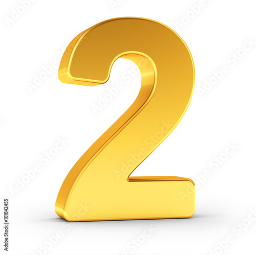 Obraz na płótnie The number two as a polished golden object with clipping path w salonie