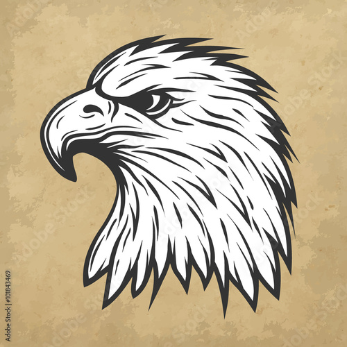 Eagle head in profile.  Line art style.