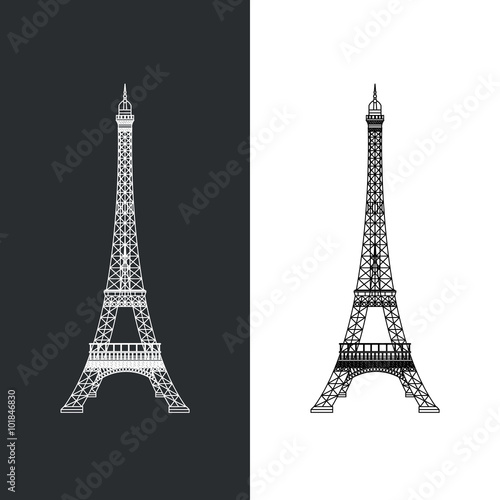 Fototapeta Naklejka Na Ścianę i Meble -  Thin line Eiffel tower vector illustration icon. Outline landmark French Paris symbol isolated on white. 
Premium quality modern linear stroke logo of France concept pictogram.