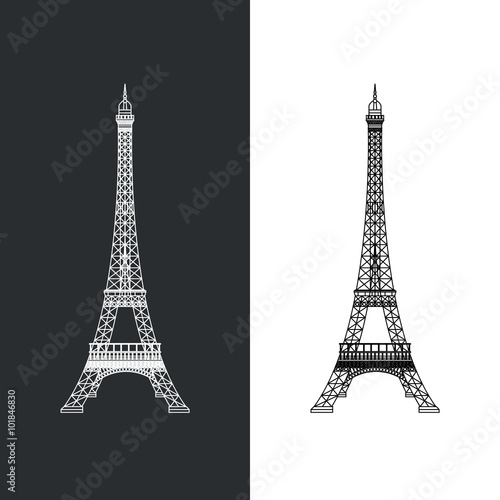 Thin line Eiffel tower vector illustration icon. Outline landmark French Paris symbol isolated on white. 
Premium quality modern linear stroke logo of France concept pictogram.