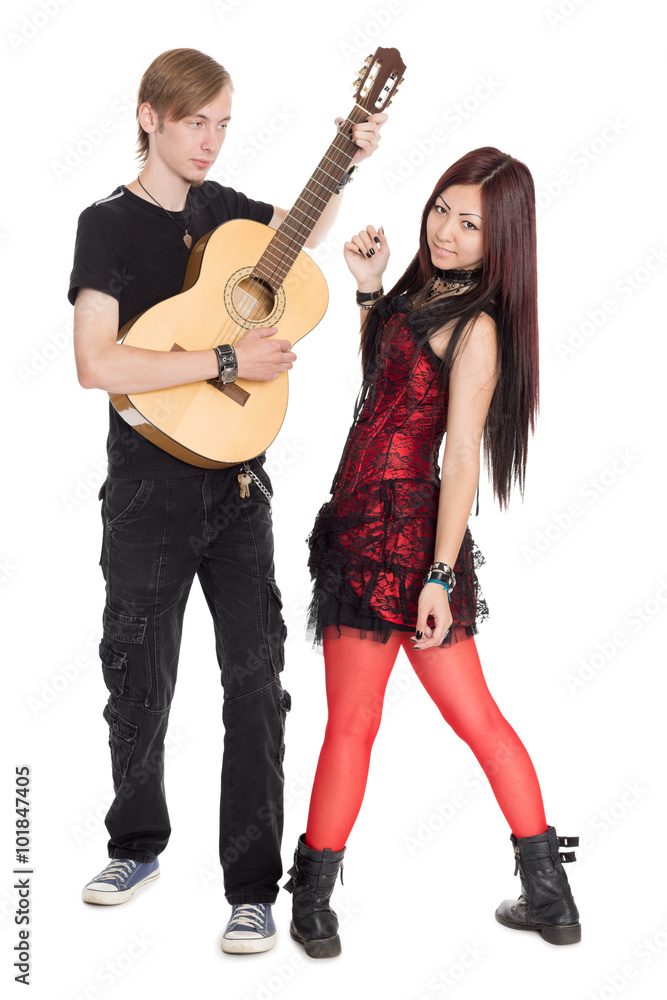 Interracial young couple music