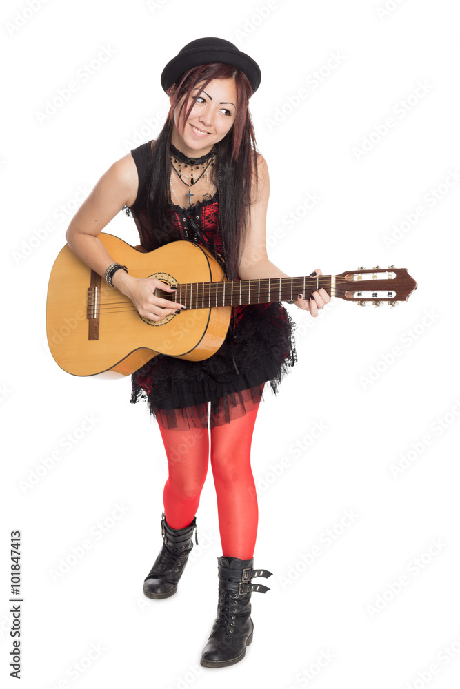 Young Asian singer with a guitar