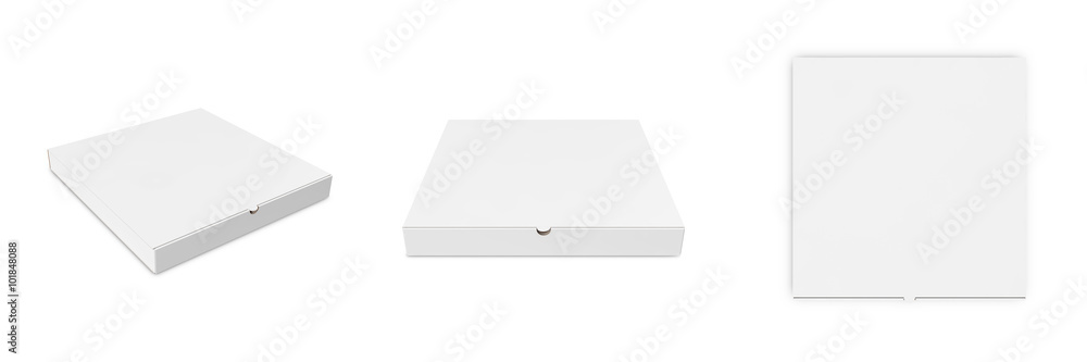 Closed white box of pizza isolated Closed white box of pizza isolated