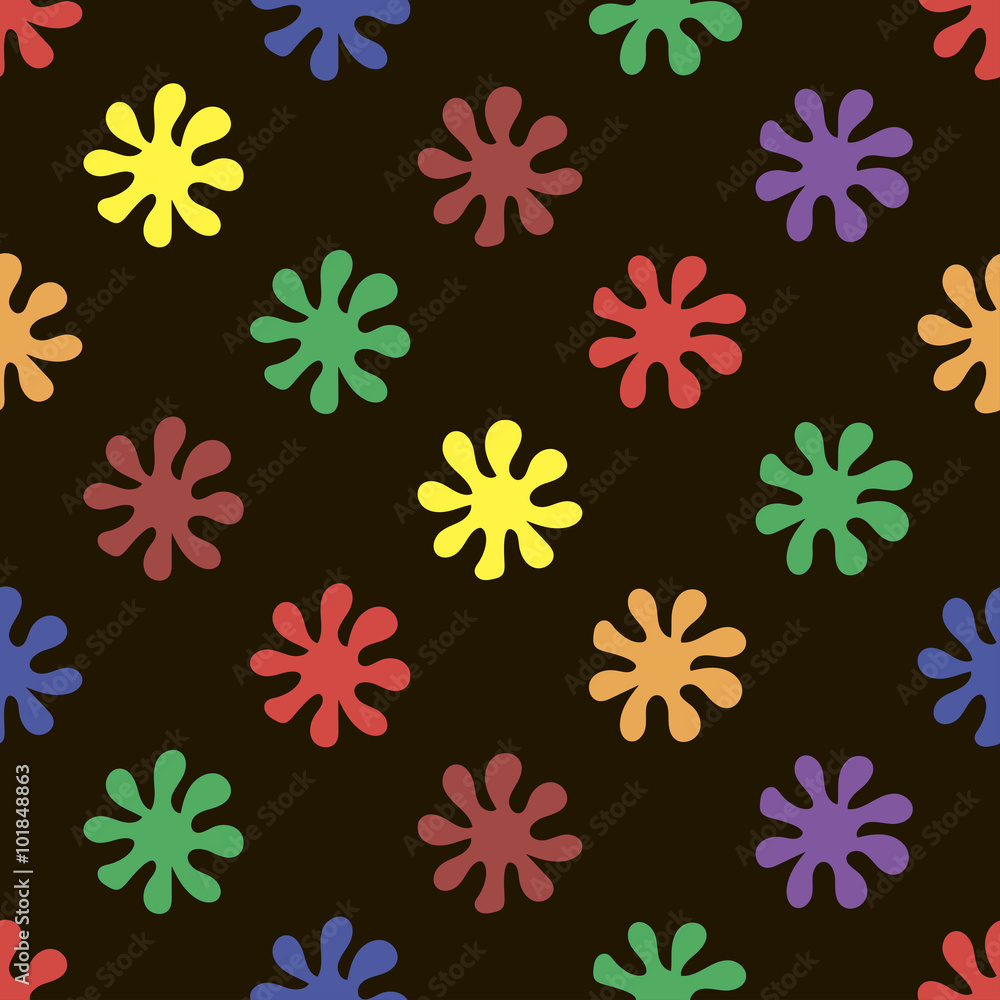 Colorful seamless pattern with flowers on black background Colorful seamless pattern with flowers on black background