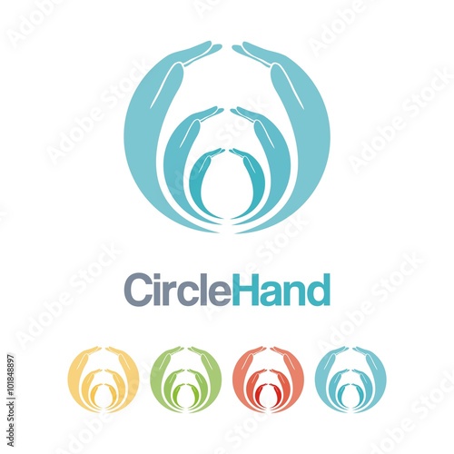 Circle Hand Logo Design Vector