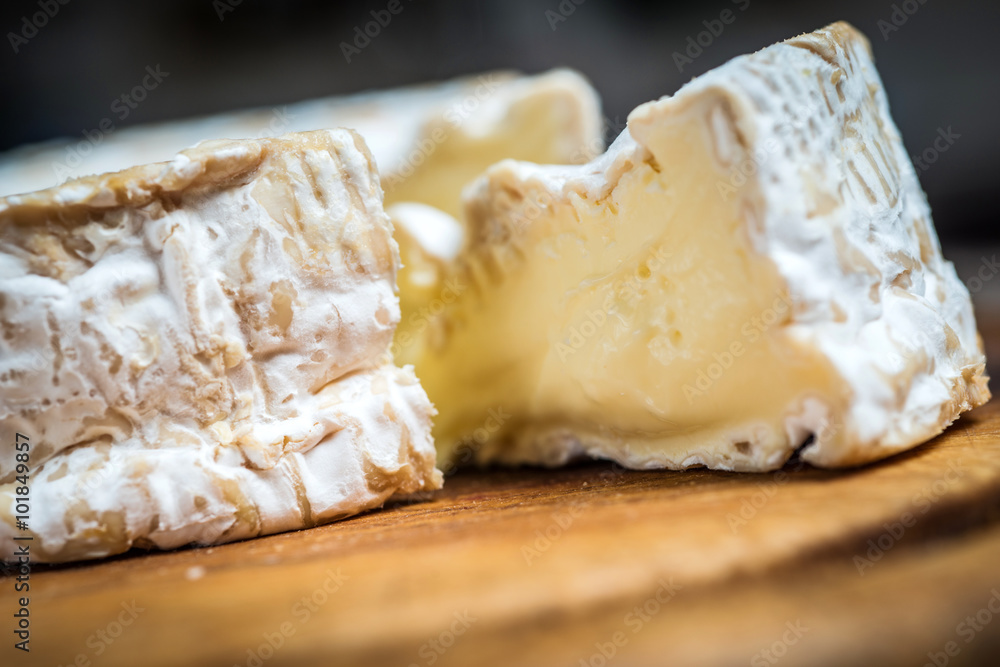 Close up slice camembert cheese Close up slice camembert cheese