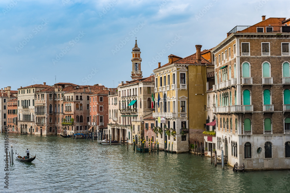Grand Canal and city skyline , Venice , Italy