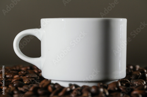 White Cup in Coffee Beans