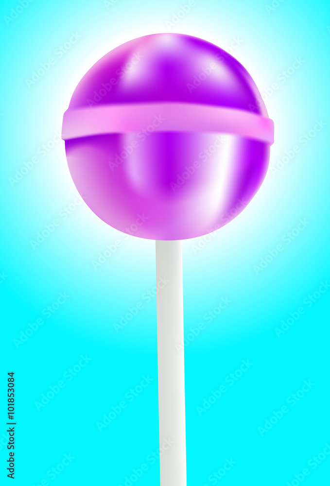 violet lollipop on blue background violet lollipop on blue background