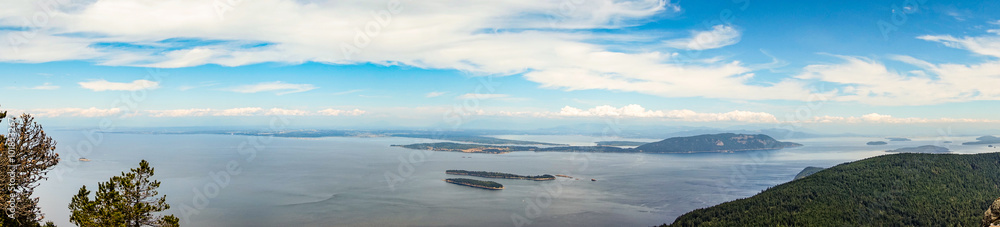 Orcas Island Panorama of the San Juan Islands With a Blue Sky