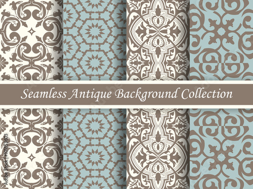Antique seamless background collection brown and blue_71 