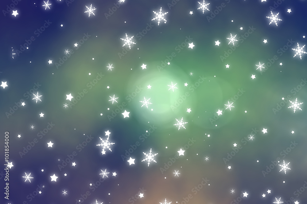 Obraz premium Christmas green background. The winter background, falling snowf