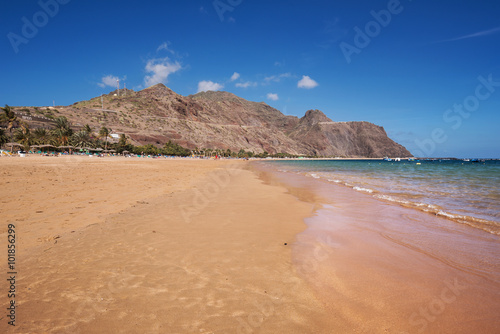 Scenic view of Las teresitas beach, in Tenerife, Canary islands, Spain.