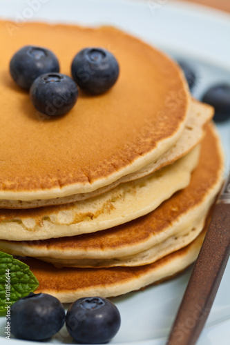 Pancakes with Blueberries. Selective focus.