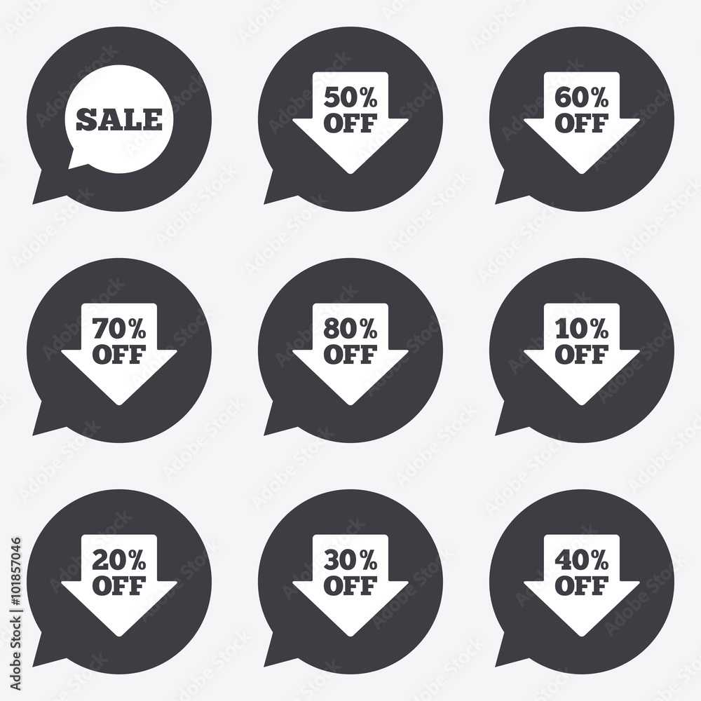 Sale discounts icons. Special offer signs. Sale discounts icons. Special offer signs.