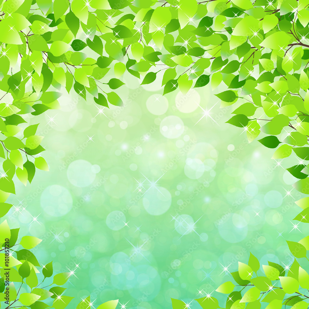 新緑の葉に囲まれキラキラした背景 Stock イラスト Adobe Stock 新緑の葉に囲まれキラキラした背景 Stock イラスト Adobe Stock