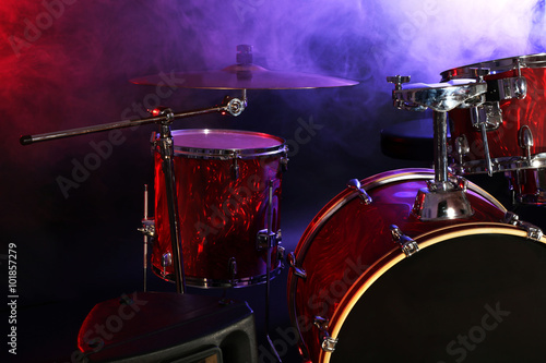 Drum set on a stage