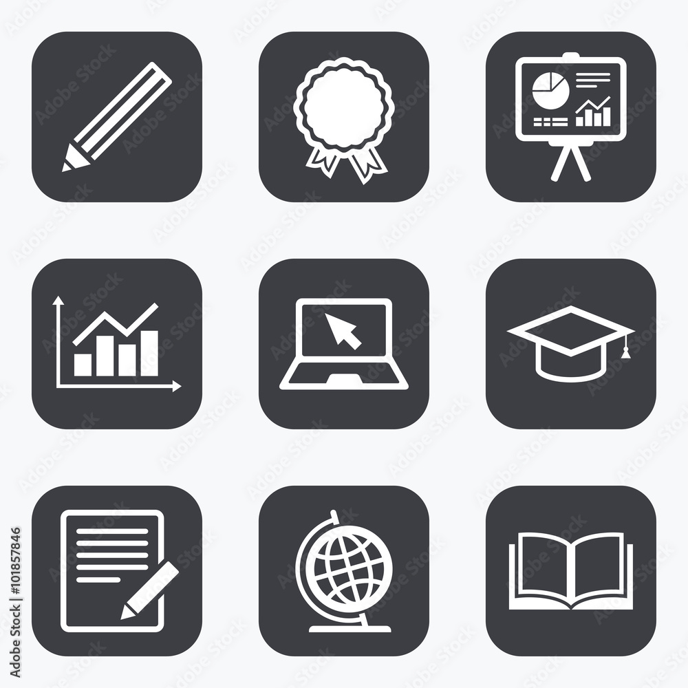 Fototapeta premium Education and study icon. Presentation signs.