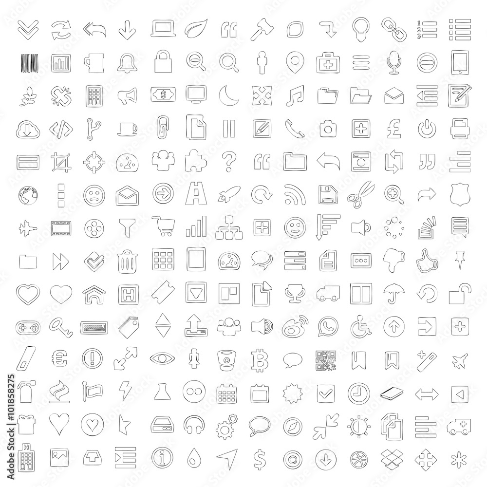 Essential Hand Drawn line icon set Essential Hand Drawn line icon set