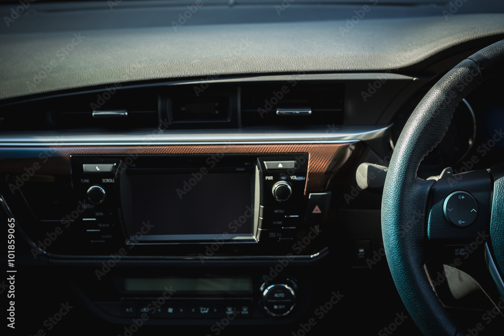 Detail of new modern car interior Detail of new modern car interior