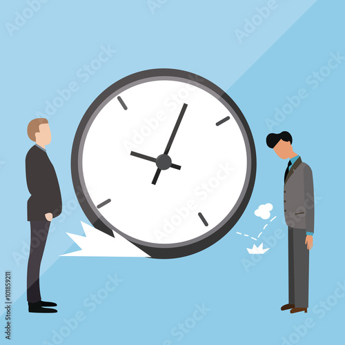 big clock late arrive at office boss angry blamed