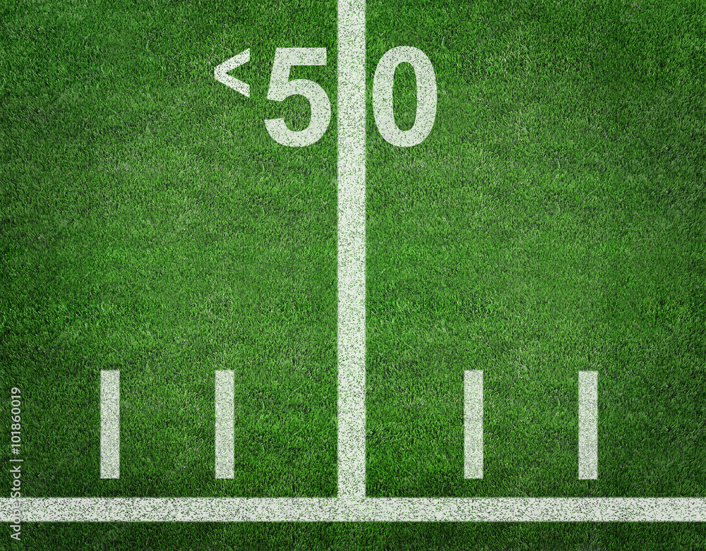 Φωτογραφία American Football with Yard Line on American Football Field