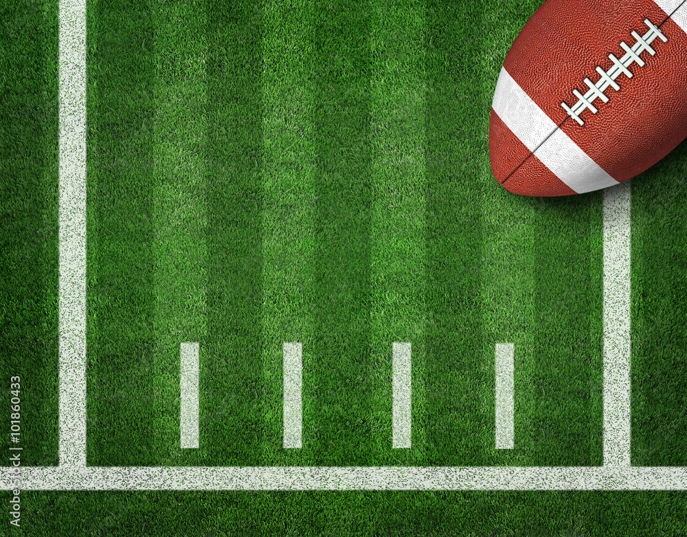 Φωτογραφία American Football with Yard Line on American Football Field