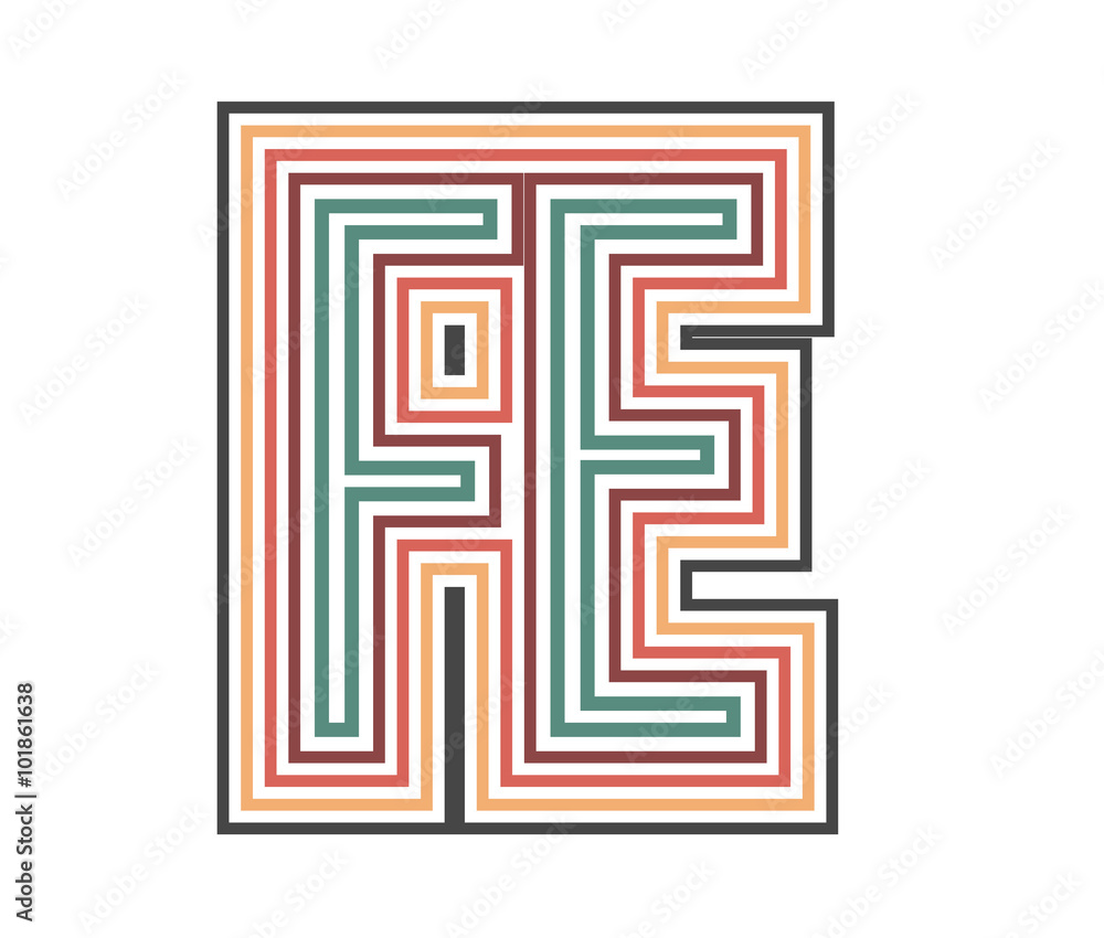 FE Retro Logo with Outline. suitable for new company.