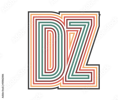 DZ Retro Logo with Outline. suitable for new company.