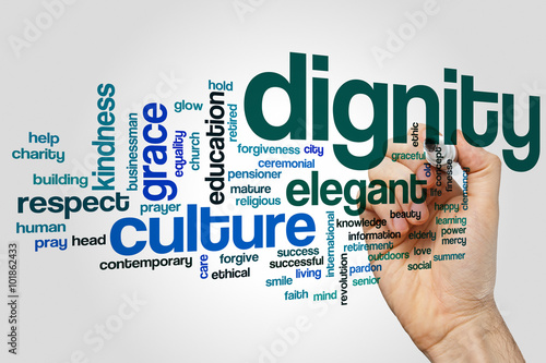Dignity word cloud concept photo