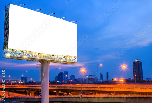 Blank billboard at night for advertisement