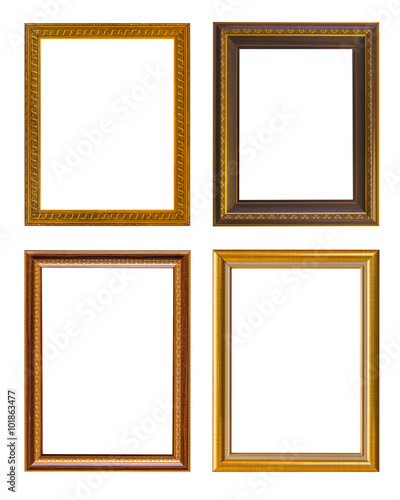 Gold frame Elegant vintage Isolated on white background