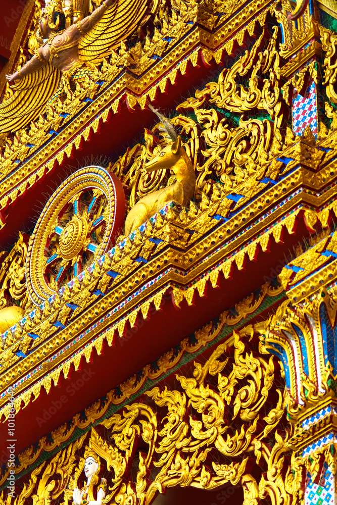 Thailand Architecture. Ornaments, Decorations, Details Of Buddhist Pagoda At Wat Phra Yai, Wat Plai Laem, Big Buddha Temple At Koh Samui. Famous Landmark, Tourist Attraction. Travel To Asia, Tourism