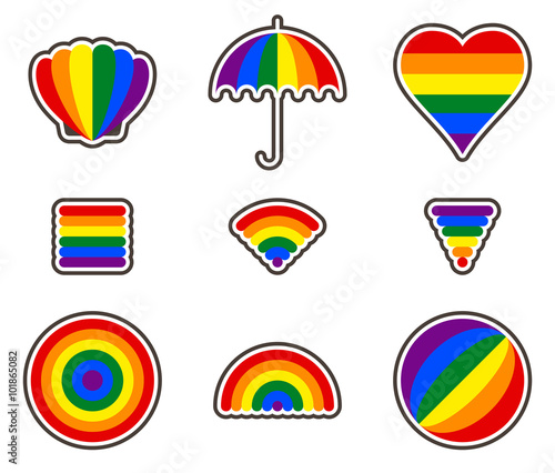 Rainbow gay pride set of stickers