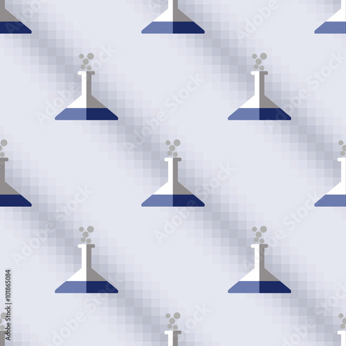 Seamless vector pattern, blue symmetrical background with medical flask