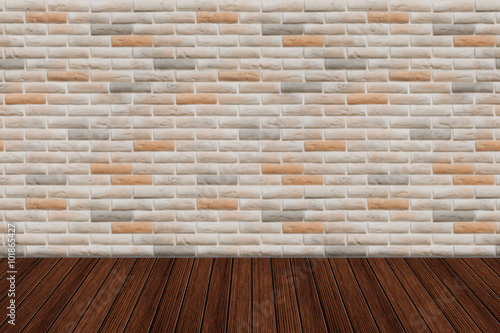 Empty table and brick wall in background. Great for product disp