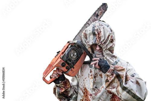 Fotografia Smoking maniac with the chainsaw
