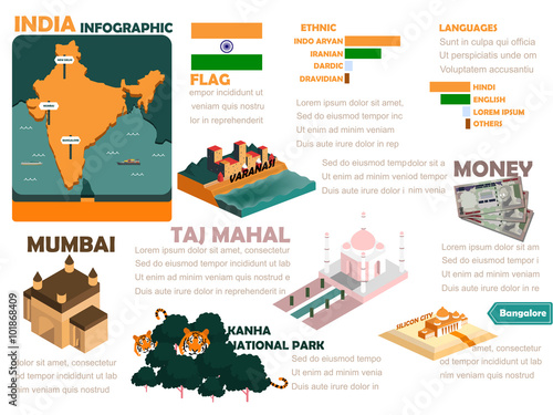 beautiful design info graphic of india