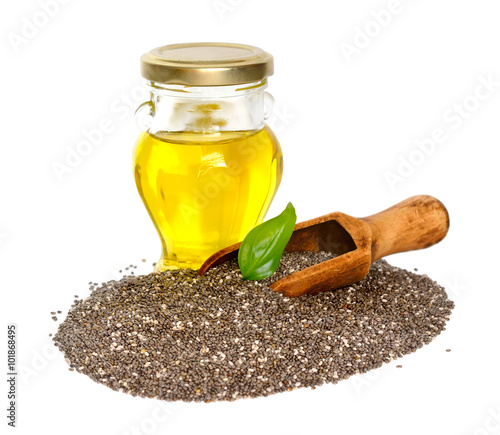 Chia oil with seed. photo