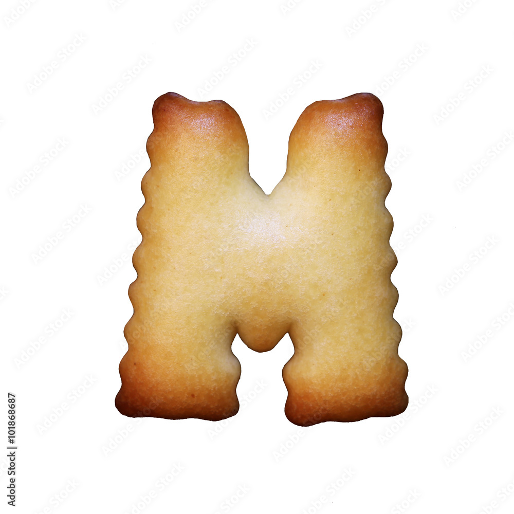 Bread sample letter m on white background. Bread sample letter m on white background.