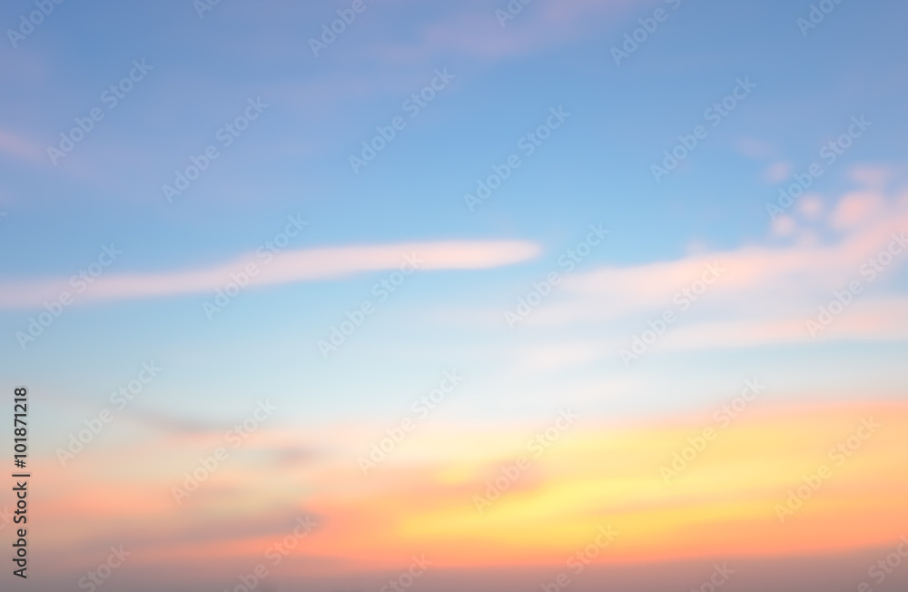 Abstract sunset sky background in soft focus
