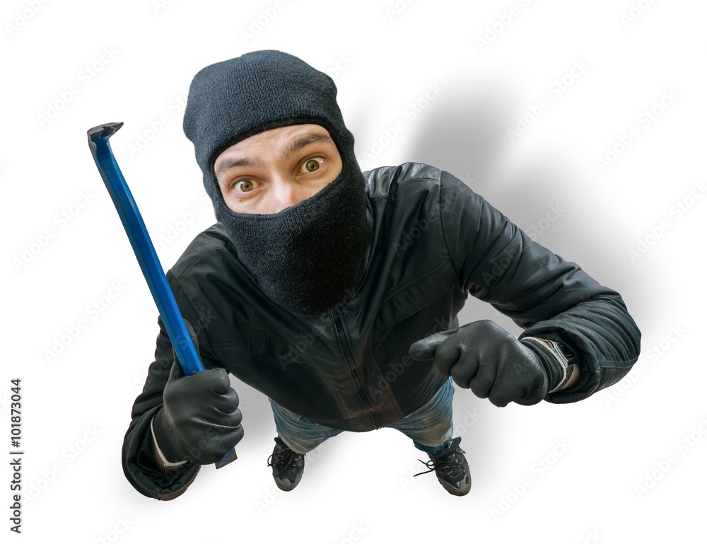 Foto Funny masked robber or thief