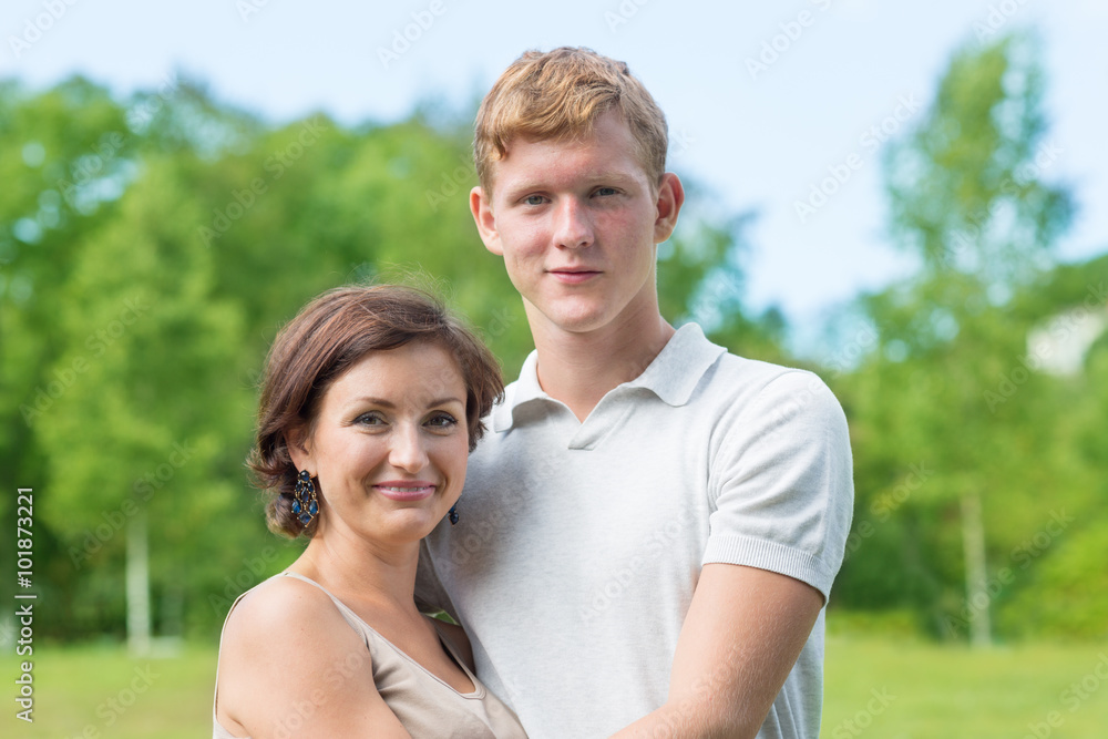 Mother and son in the park Mother and son in the park