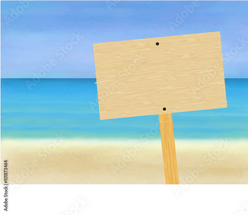 Blank Wooden Signboard on the Beach