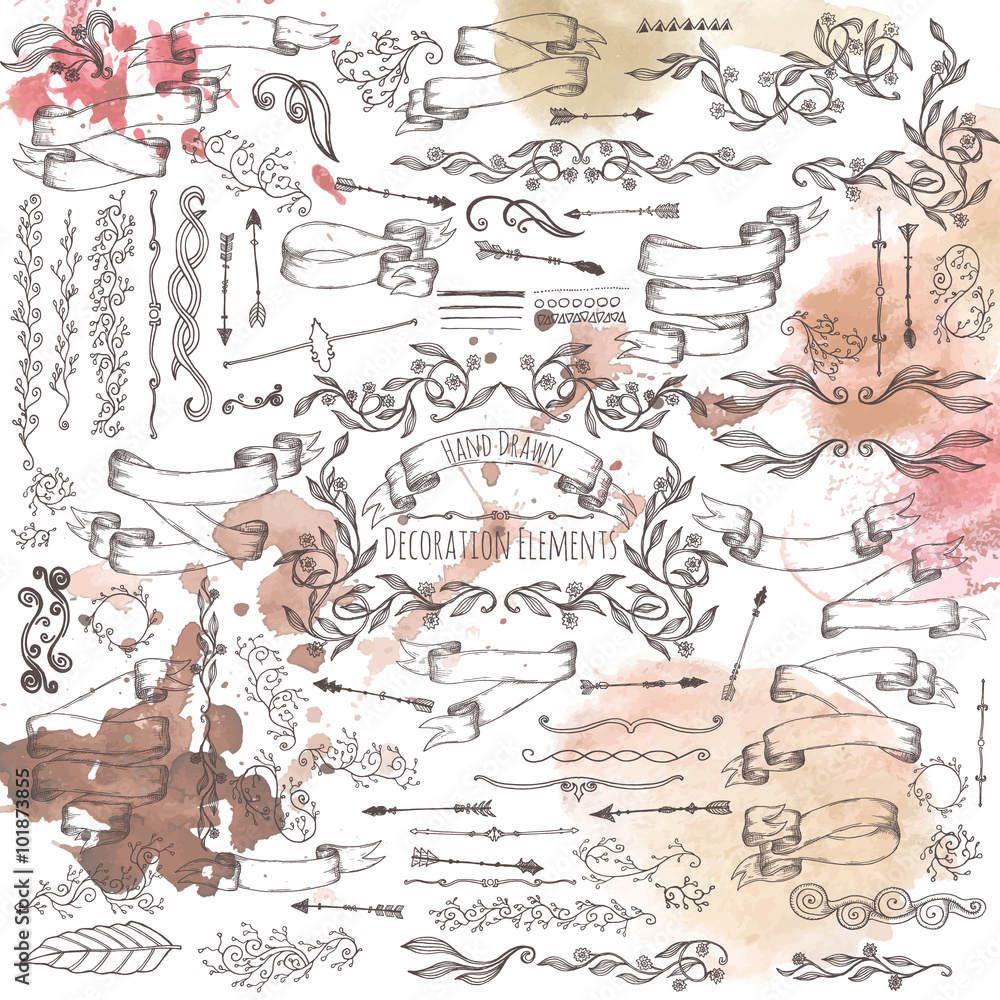 Hand drawn decoration elements. Hand drawn decoration elements.
