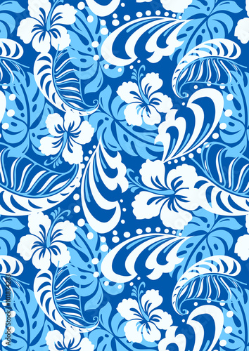 Tropical blue abstract repeat pattern