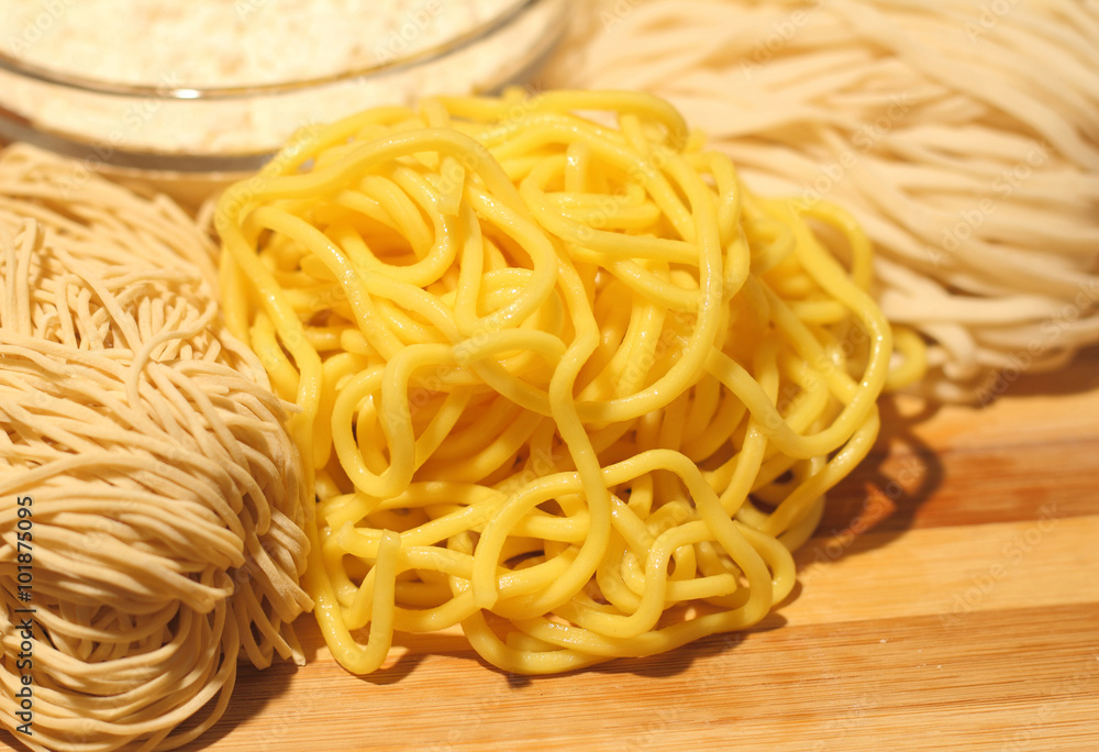 Handmade noodles and ingredients