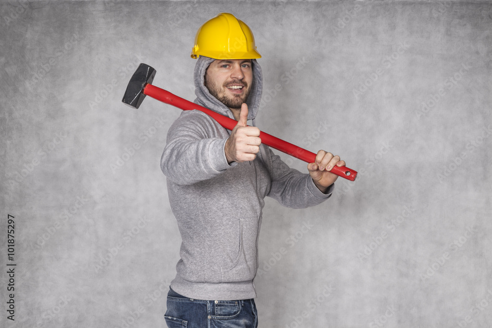 worker shooing thumbs up worker shooing thumbs up