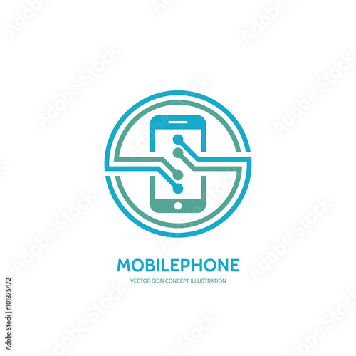 Mobile phone vector logo concept illustration. Smarthone vector logo creative illustration. Mobile technology logo. Cellpnone logo. Mobile phone logo design. Vector logo template. Design element.